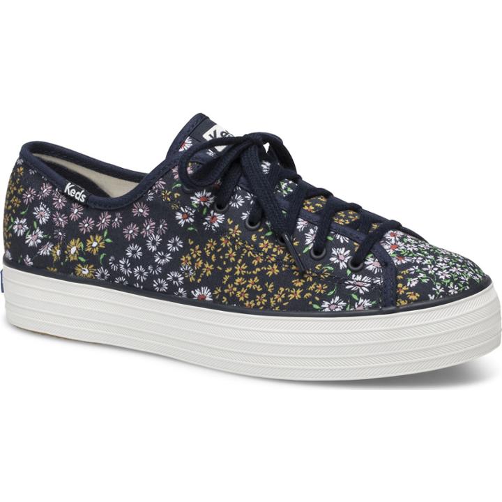 Keds Triple Kick Floral Peacoat Navy, Size 6m Women Inchess Shoes