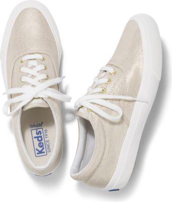 Keds Anchor Metallic Linen Men Inchess Natural Gold Metallic, Size 5m Women Inchess Shoes