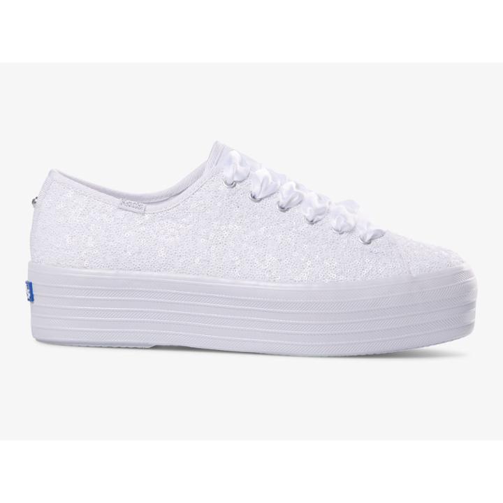 Keds Triple Up Sequins White, Size 6.5m Women Inchess Shoes