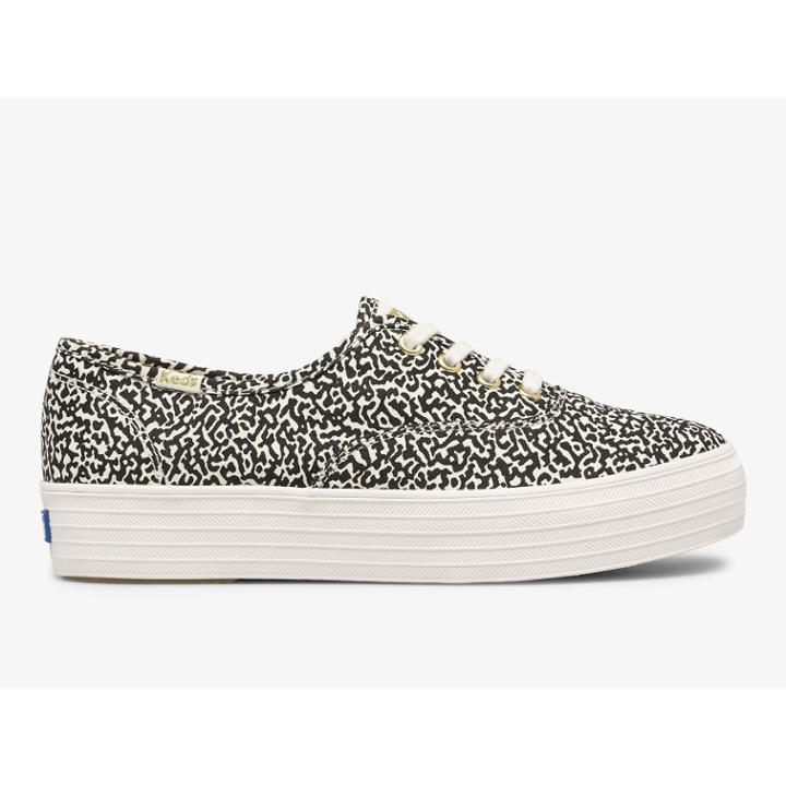 Keds Triple Feat. Organic Cotton Notebook Cream Black, Size 5m Women Inchess Shoes