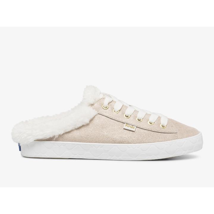 Keds X Kate Spade New York Kickstart Mule Fur Collar Glitter Suede Metallic Multi, Size 11m Women Inchess Shoes