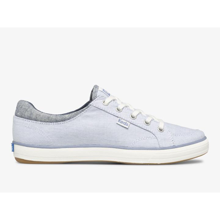Keds Center Ii Chambray Stripe Blue, Size 6.5m Women Inchess Shoes