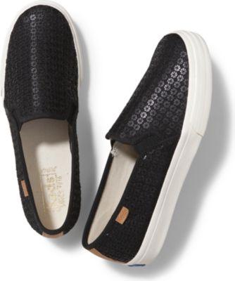 Keds Double Decker Pinwheel Sequin Black, Size 9m Women Inchess Shoes