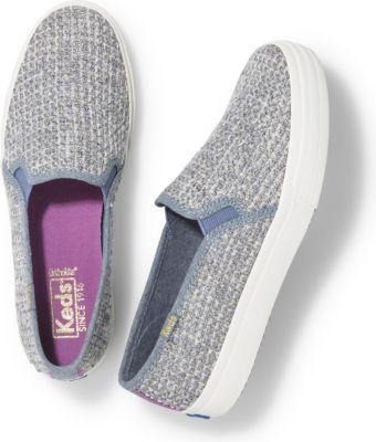 Keds Double Decker Sequin Knit Gray, Size 5m Women Inchess Shoes