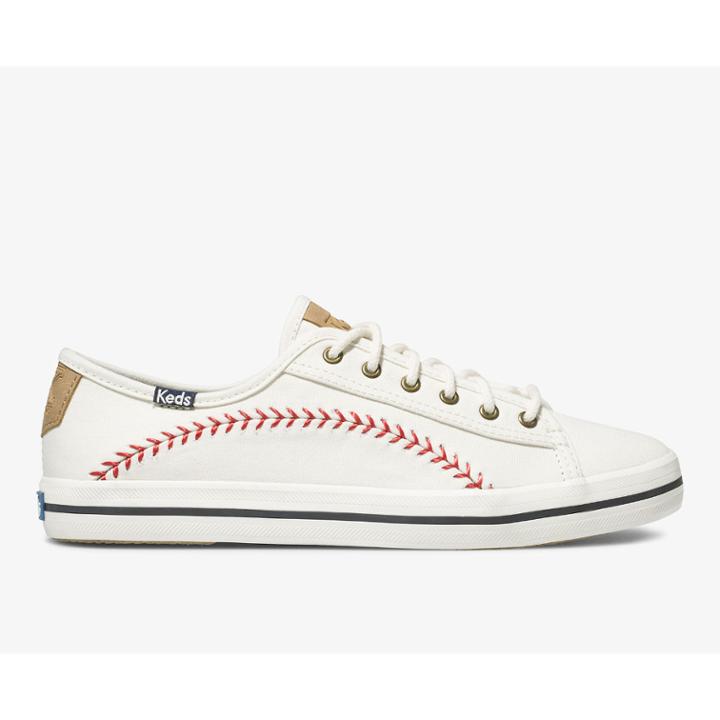 Keds Kickstart Pennant Off White Canvas, Size 7m Women Inchess Shoes
