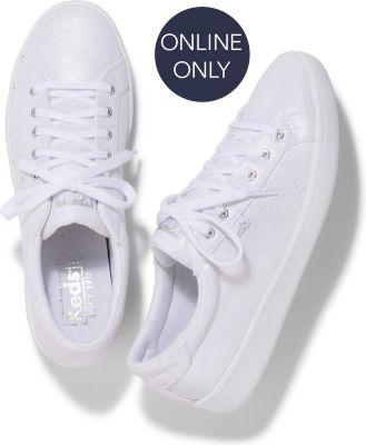 Keds Ace Metallic White Silver, Size 5.5m Women Inchess Shoes