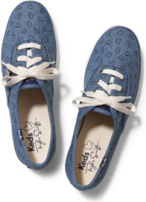 Keds Taylor Swift Inchess Champion Embroidery Hearts Ltblue, Size 5m Women Inchess Shoes