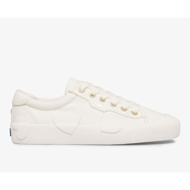 Keds X Kate Spade New York Crew Kick Rubber Applique Canvas White, Size 6.5m Women Inchess Shoes