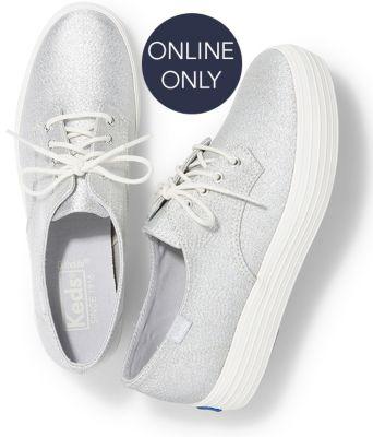 Keds Triple Bella Lurex Sliver, Size 5m Women Inchess Shoes