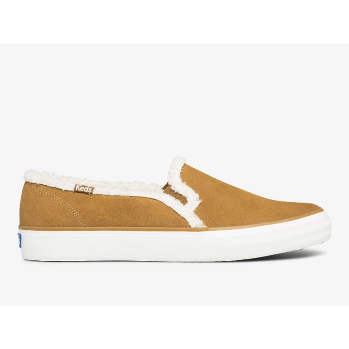 Keds Double Decker Suede Faux Shearling Brown, Size 7m Women Inchess Shoes
