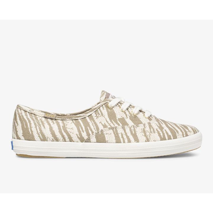Keds Washable Champion Animal Cream Tiger, Size 7m Women Inchess Shoes