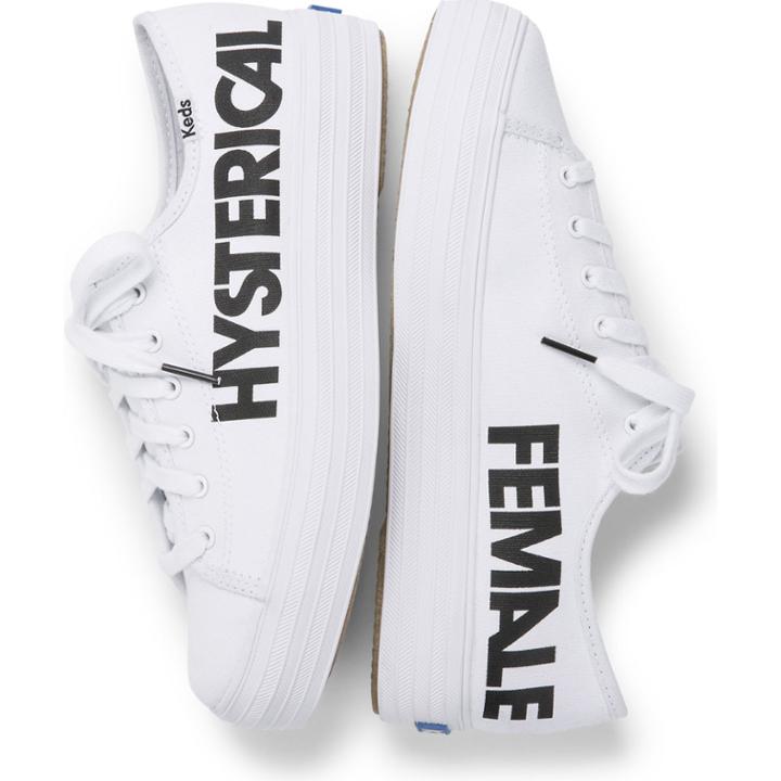 Keds X Rachel Antonoff Triple Kick Hysterical Female White Black, Size 5.5m Women Inchess Shoes