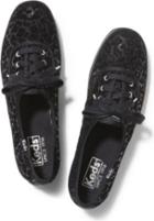 Keds Champion Leopard Flocked Sequin Black, Size 5m Women Inchess Shoes