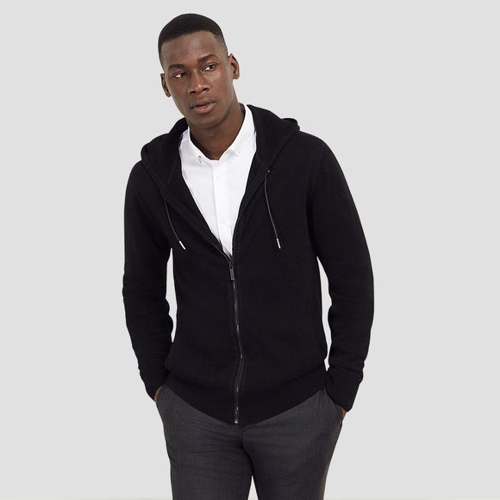 Kenneth Cole New York Long-sleeve Woven Hoodie - Black