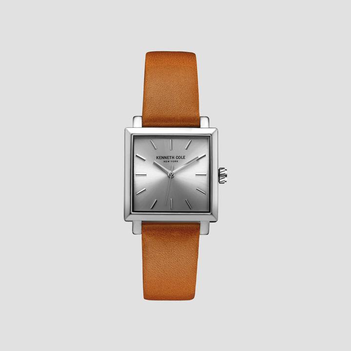 Kenneth Cole New York Silver-tone And Light Brown Square Dial Watch - Neutral