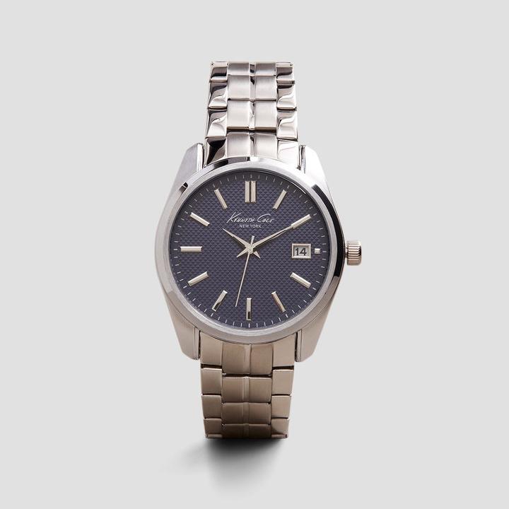 Kenneth Cole New York Silver Watch With Blue Dial - Neutral