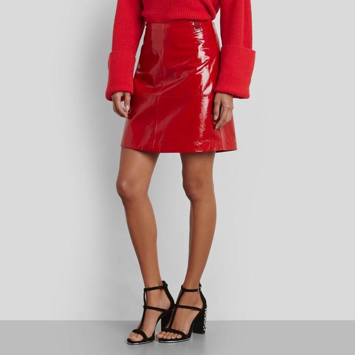 Kenneth Cole New York Leather Seamed Mini-skirt - Patriot Red