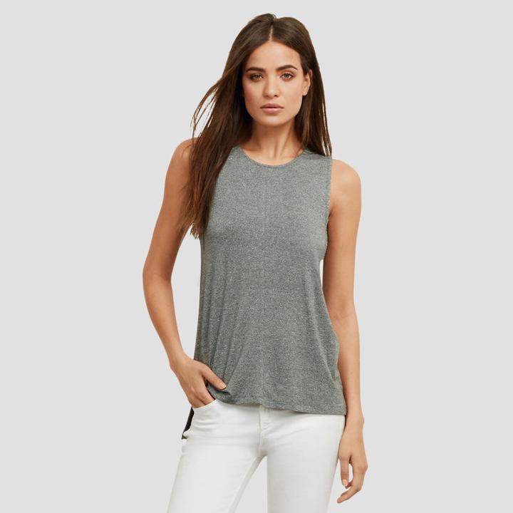 Kenneth Cole New York Marled Knit Sleeveless Shirt - Marldgrnte
