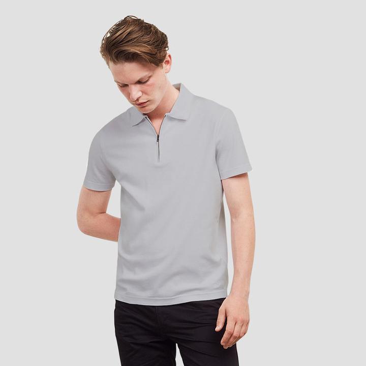 Kenneth Cole New York Short-sleeve Zip Polo Shirt - Dim Grey