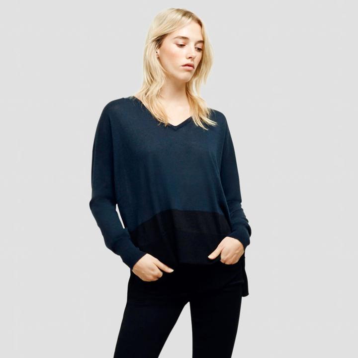 Kenneth Cole New York V-neck Colorblock Sweater - Indgoinkbk