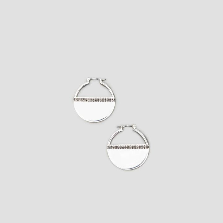 Kenneth Cole New York Pave Silver Hoop Earring - Hematite