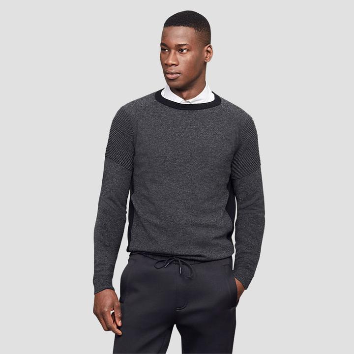 Kenneth Cole Black Label Long-sleeve Moto Sweater - Charcol Hthr