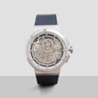 Kenneth Cole New York Silver Skeleton-dial Watch With Navy Leather Strap - Neutral