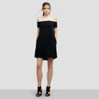 Kenneth Cole Black Label Off-the-shoulder Silk Blend Dress - Black