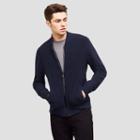 Reaction Kenneth Cole Thermal Bomber Sweater With Nylon Trim - Indigo