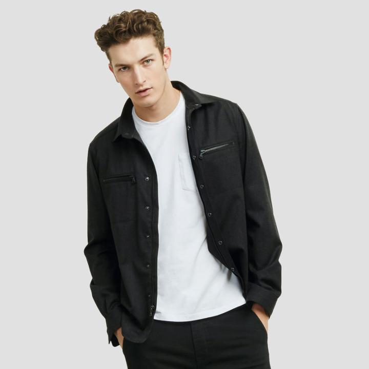 Kenneth Cole New York Wool Shirt Jacket - Charcoal Cb