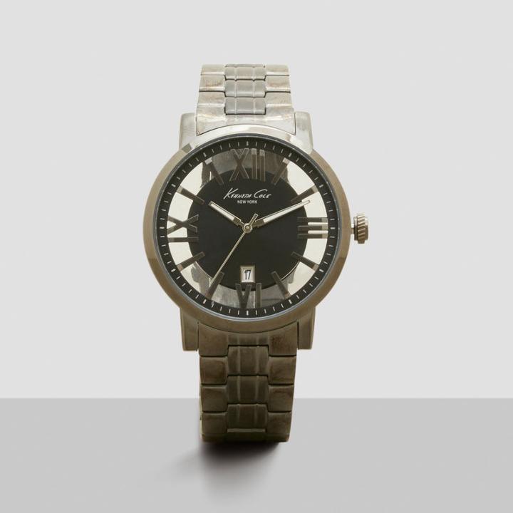 Kenneth Cole New York Gunmetal Transparent Stainless Steel Link Watch - Neutral