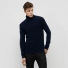 Kenneth Cole Black Label Waffle Knit Turtleneck Sweater - Indigo