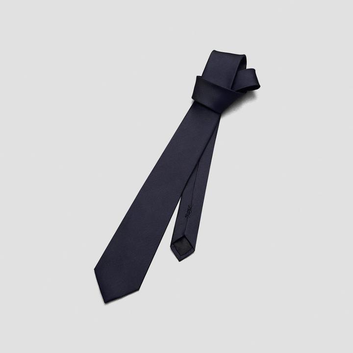 Kenneth Cole New York Solid Satin Cire Tie - Navy