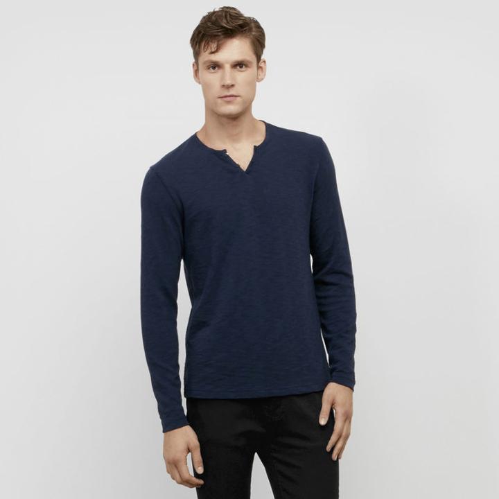 Kenneth Cole New York Long-sleeve Slub Henley - Indigo