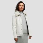 Kenneth Cole Black Label Leather Jacket With Shearling Collar - Ivory