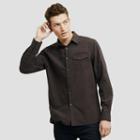 Kenneth Cole New York Long-sleeve Button-front Shirt With Zip - Chrcoal Ht C