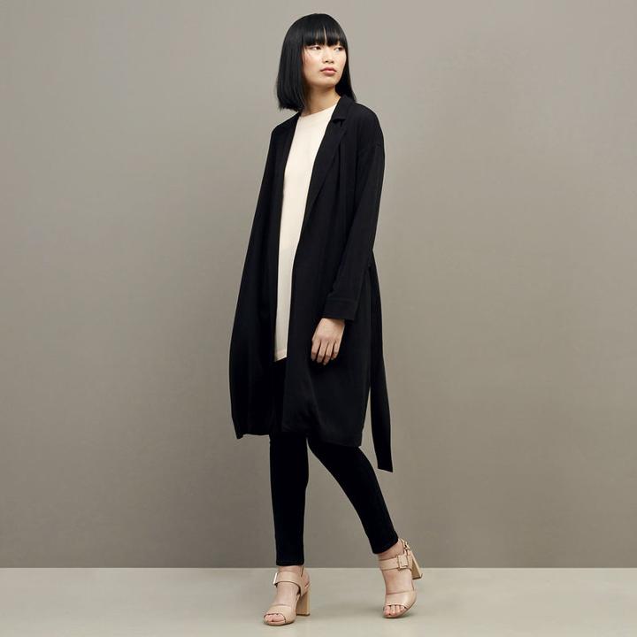 Kenneth Cole Black Label Silk Trench Coat - Black