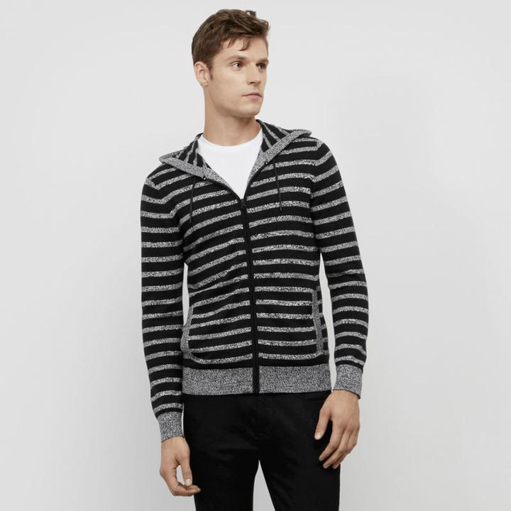 Reaction Kenneth Cole Full-zip Striped Hoodie - Dusty White