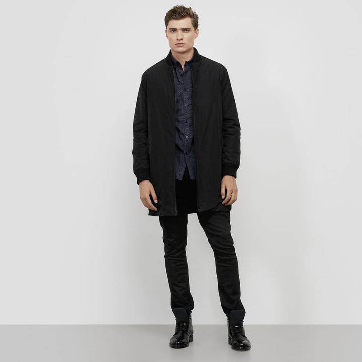 Kenneth Cole New York Longline Bomber Jacket - Black