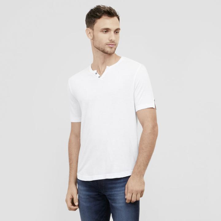 Kenneth Cole New York Short-sleeve Striped Henley - White