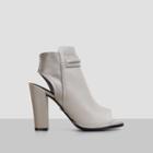 Kenneth Cole New York Sydney Leather Open-toe Bootie - Light Grey