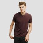 Kenneth Cole New York Short-sleeve V-neck Stretch Pima Cotton T-shirt - Cabernet