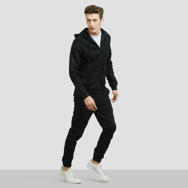 Kenneth Cole New York Black Knit Denim Hoodie - Black