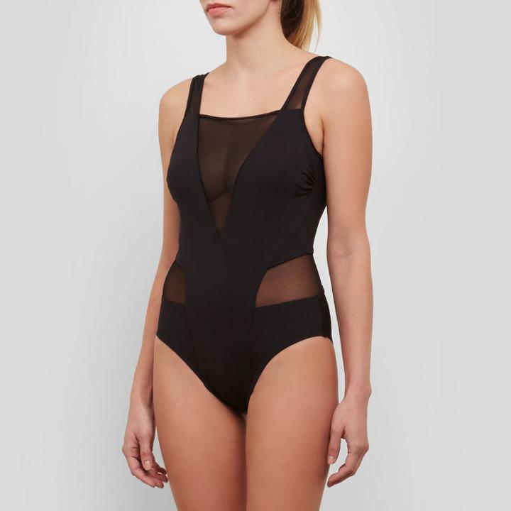 Kenneth Cole New York Sexy Solids Mesh One Piece - Black