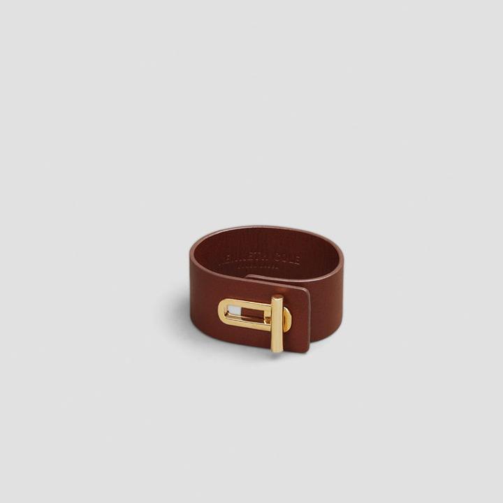Kenneth Cole Black Label Wide Leather Cuff Bracelet - Shiny Gold