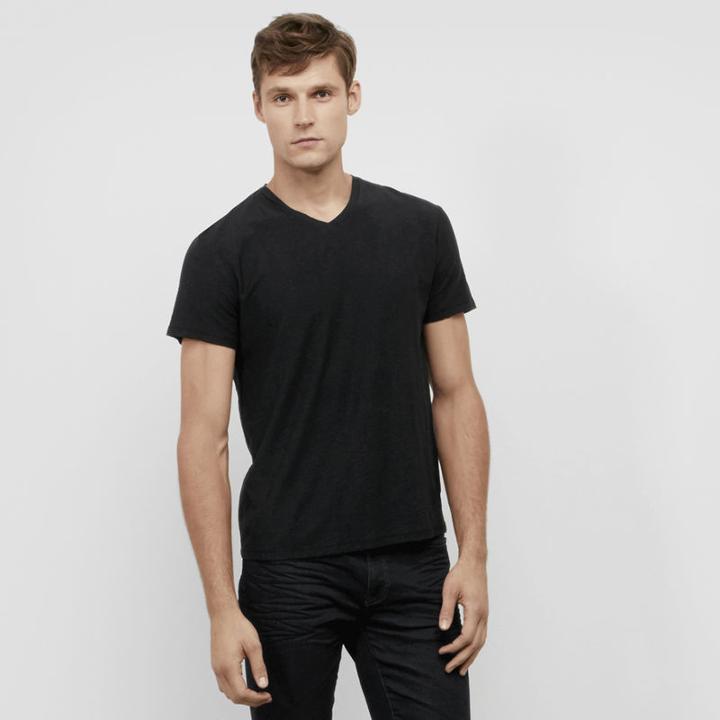 Reaction Kenneth Cole Short-sleeve Slub V-neck T-shirt - Black