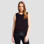 Kenneth Cole New York Draped Jersey Top With Faux-leather Hem - Black