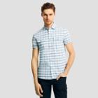 Reaction Kenneth Cole Short-sleeve Two-pocket Check Shirt - Pool