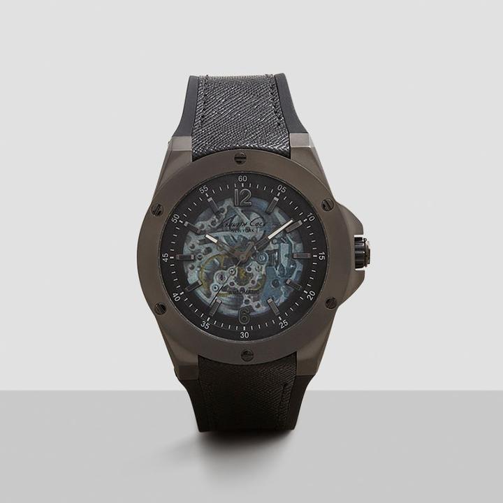 Kenneth Cole New York Black Watch With Skeleton Dial - Neutral