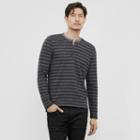 Reaction Kenneth Cole Long Sleeve Striped Henley - Charcol Hthr